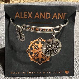 Used- Alex and Ani Compass II Expandable Silver Bangle Bracelet